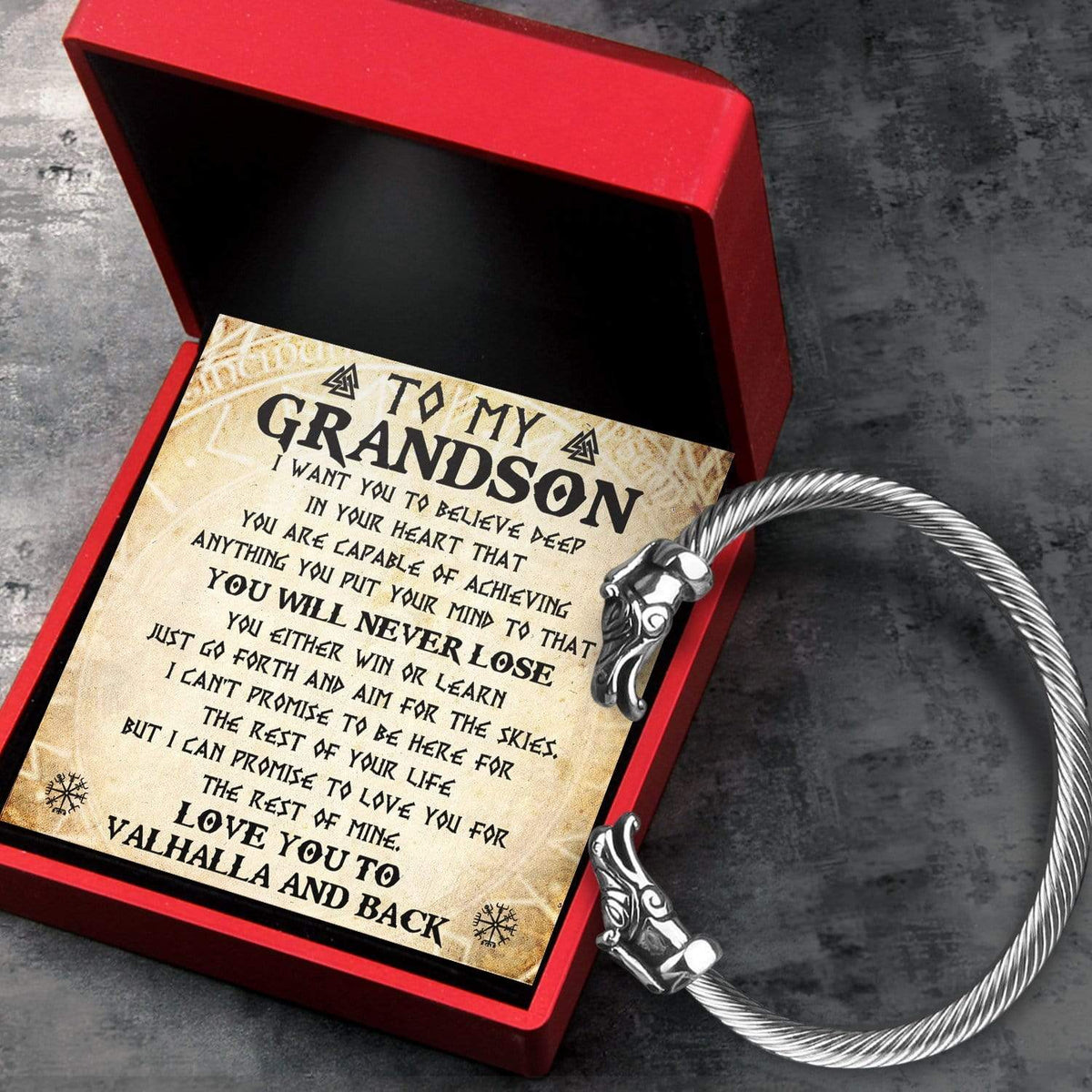 Norse Dragon Bracelet - Viking - To My Grandson - You Will Never Lose - Gbzi22001