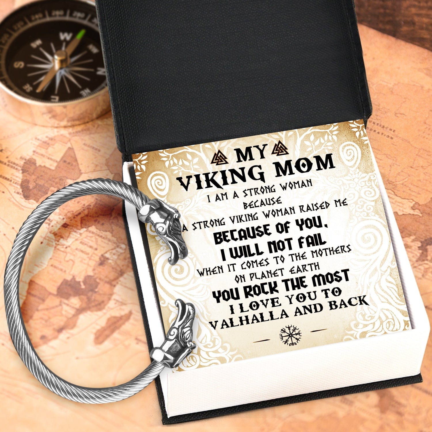 Norse Dragon Bracelet - Viking - To My Mom - I Love You To Valhalla & Back  - Gbzi19001