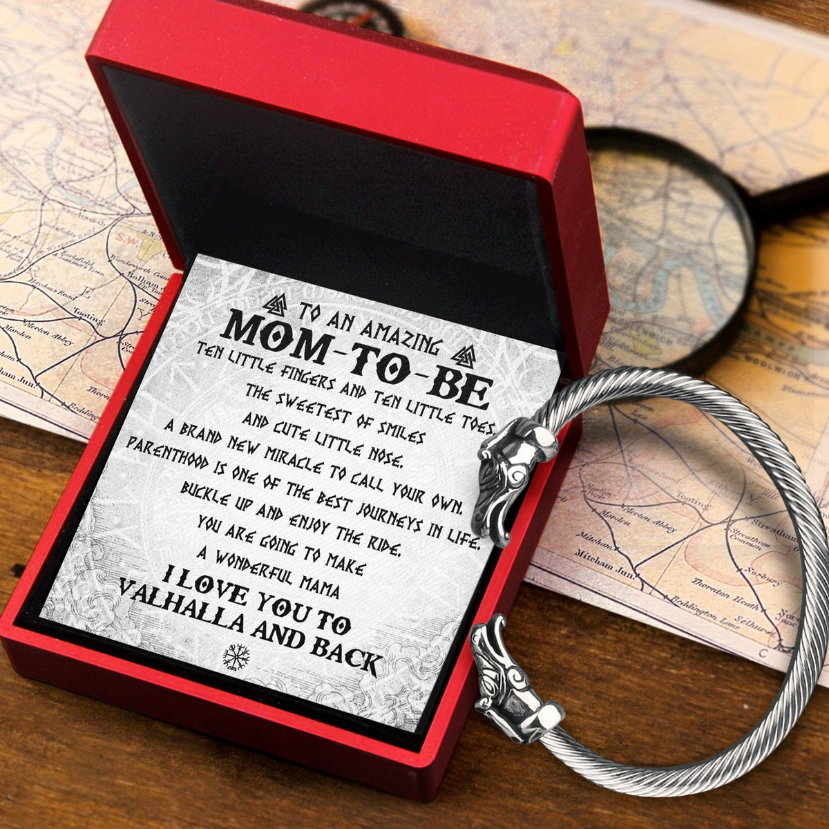 Norse Dragon Bracelet - Viking - To My Mom-to-be - I Love You To Valhalla And Back - Gbzi19003