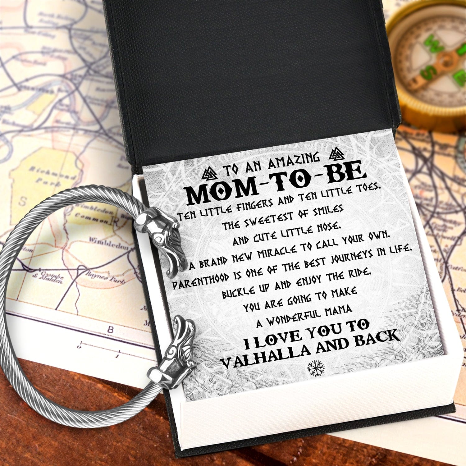 Norse Dragon Bracelet - Viking - To My Mom-to-be - I Love You To Valhalla And Back - Gbzi19003