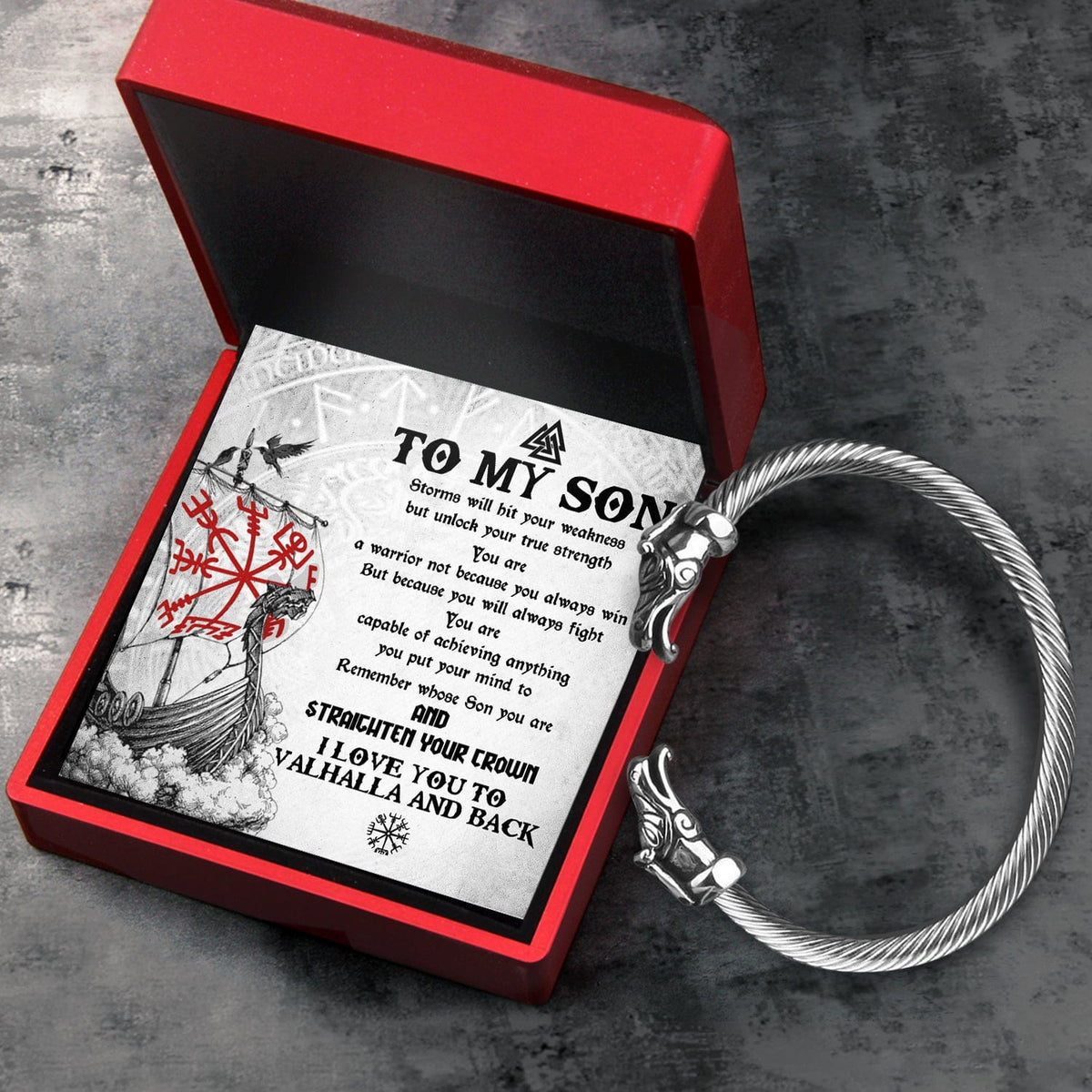 Norse Dragon Bracelet - Viking - To My Son - I Love You To Valhalla And Back - Gbzi16008