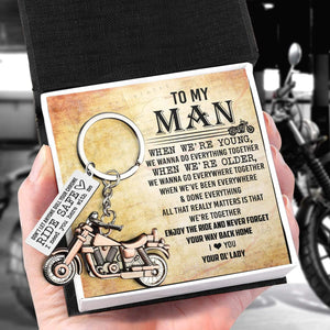 Old-School Motorcycle Keychain - Biker - To My Old Man - I Need You Here With Me - Gkej26006