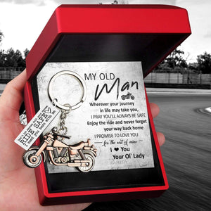 Old-School Motorcycle Keychain - Biker - To My Old Man - I Promise To Love You - Gkej26003