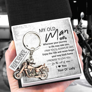 Old-School Motorcycle Keychain - Biker - To My Old Man - I Promise To Love You - Gkej26003