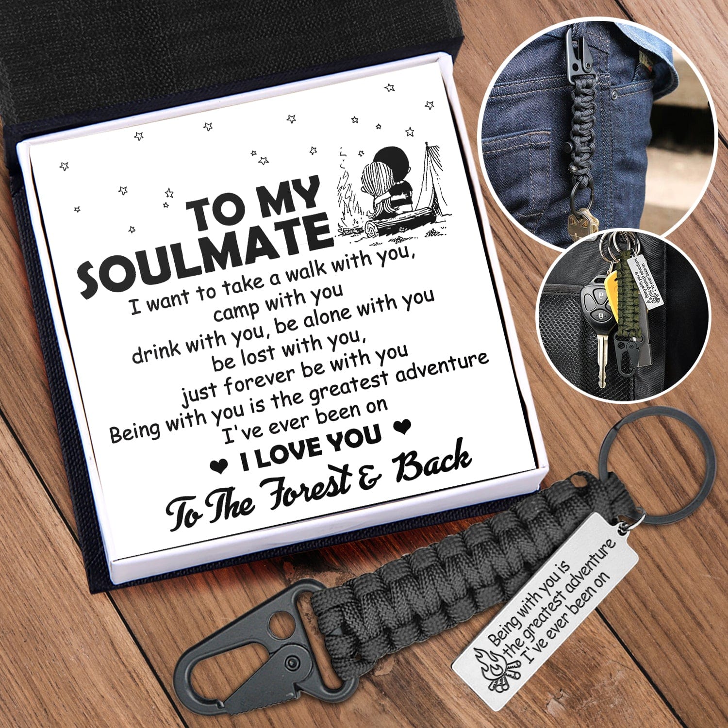 Paracord Keychain - Camping - To My Soulmate - I Love You To The Forest & Back - Gkqe13004