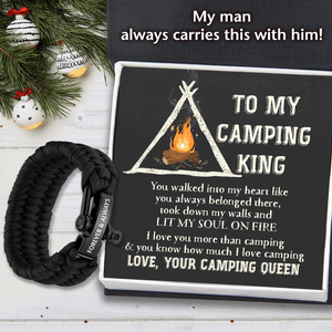 Paracord Rope Bracelet - Camping - To My Camping King - You Walked Into My Heart - Gbxa26018