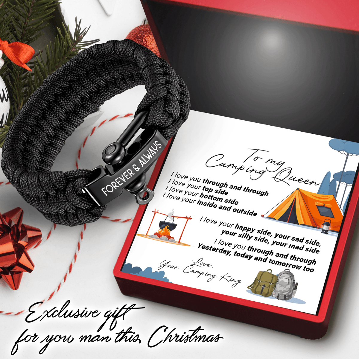 Paracord Rope Bracelet - Camping - To My Camping Queen - I Love You Through And Through - Gbxa13001