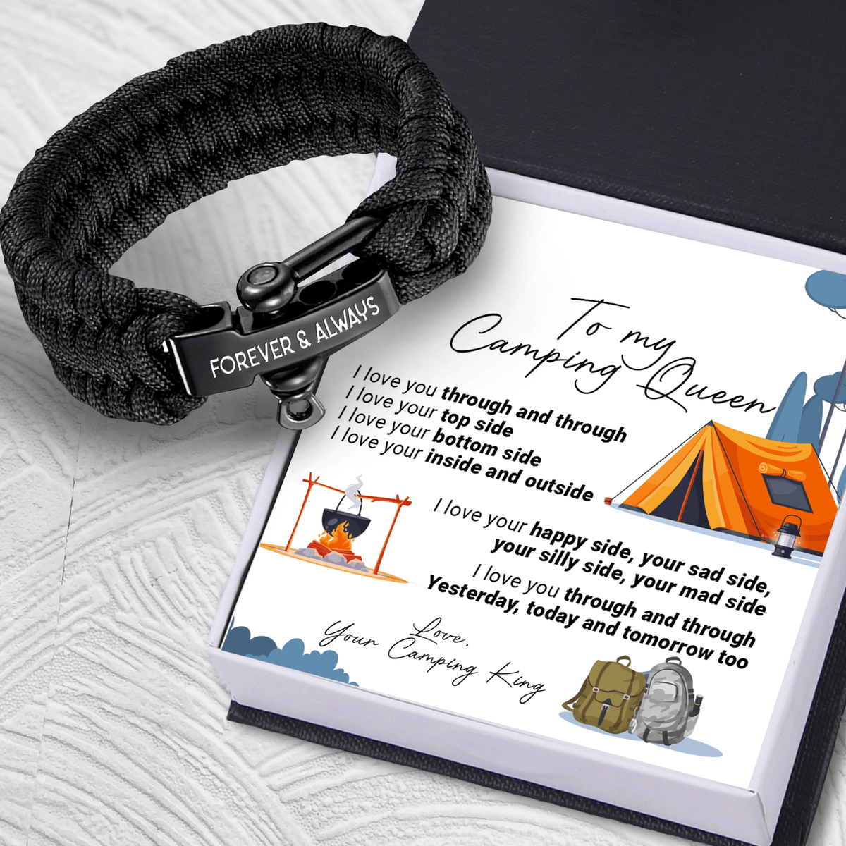 Paracord Rope Bracelet - Camping - To My Camping Queen - I Love You Through And Through - Gbxa13001