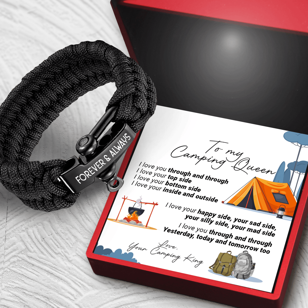 Paracord Rope Bracelet - Camping - To My Camping Queen - I Love You Through And Through - Gbxa13001