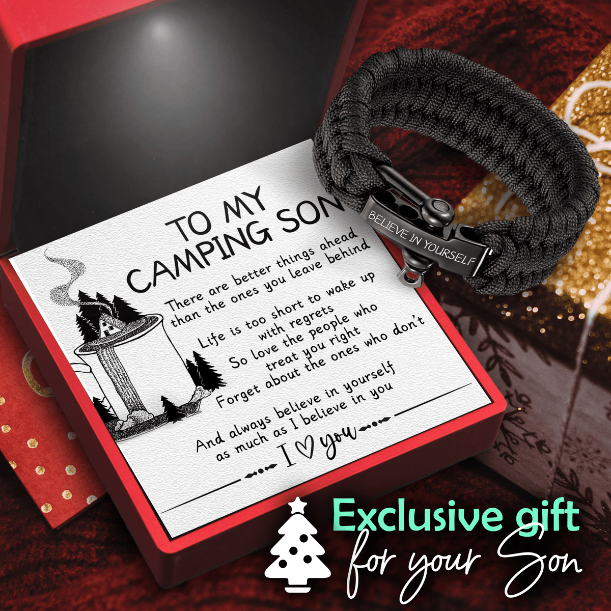 Paracord Rope Bracelet - Camping - To My Son - Always Believe In Yourself As Much As I Believe In You - Gbxa16009