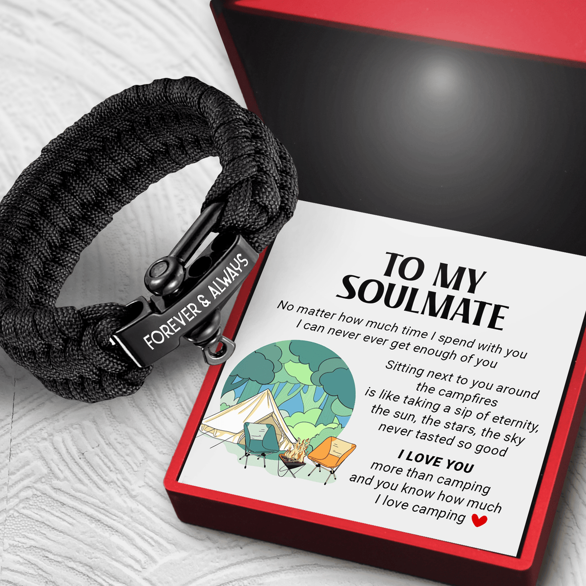 Paracord Rope Bracelet - Camping - To My Soulmate - I Can Never Ever Get Enough Of You - Gbxa13002