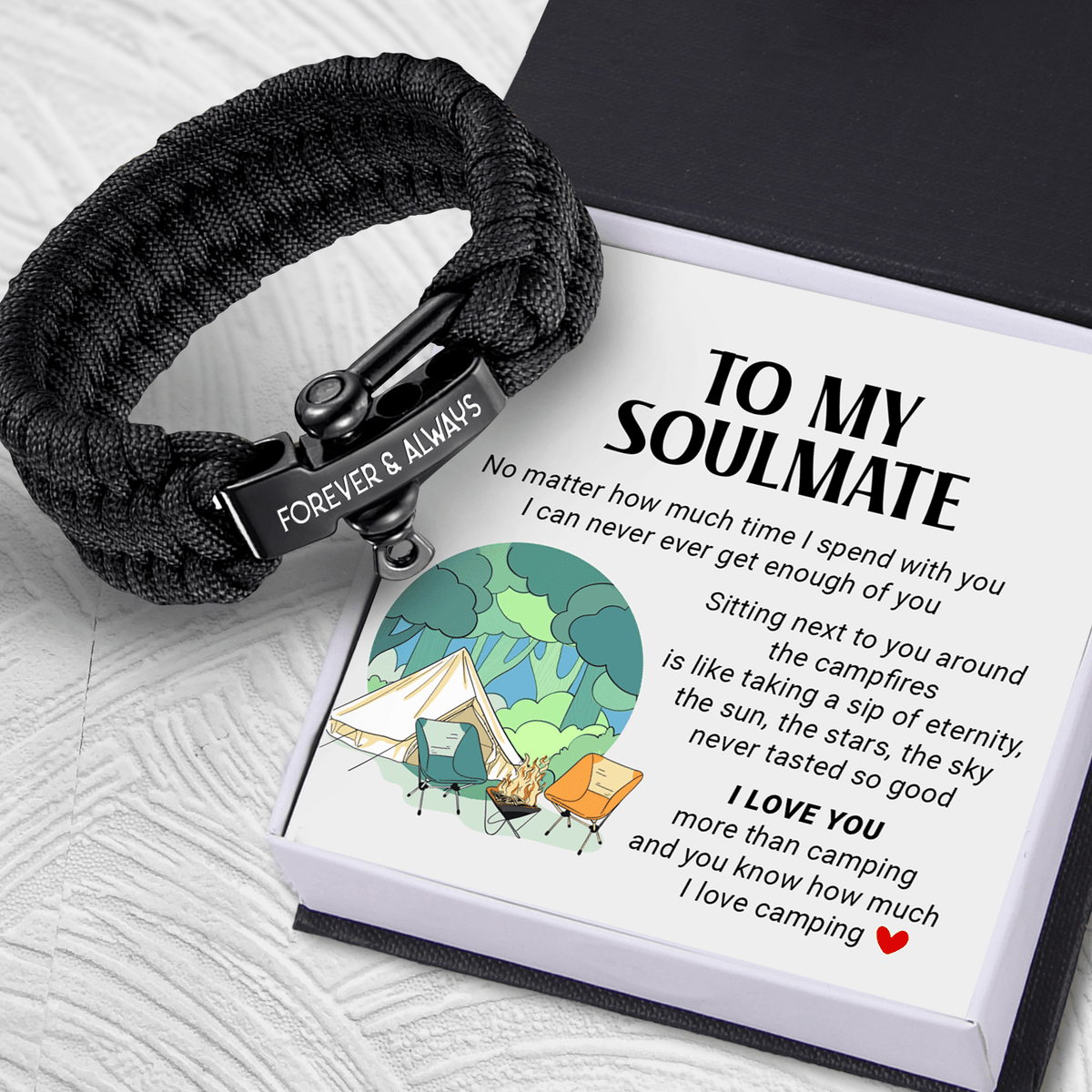 Paracord Rope Bracelet - Camping - To My Soulmate - I Can Never Ever Get Enough Of You - Gbxa13002