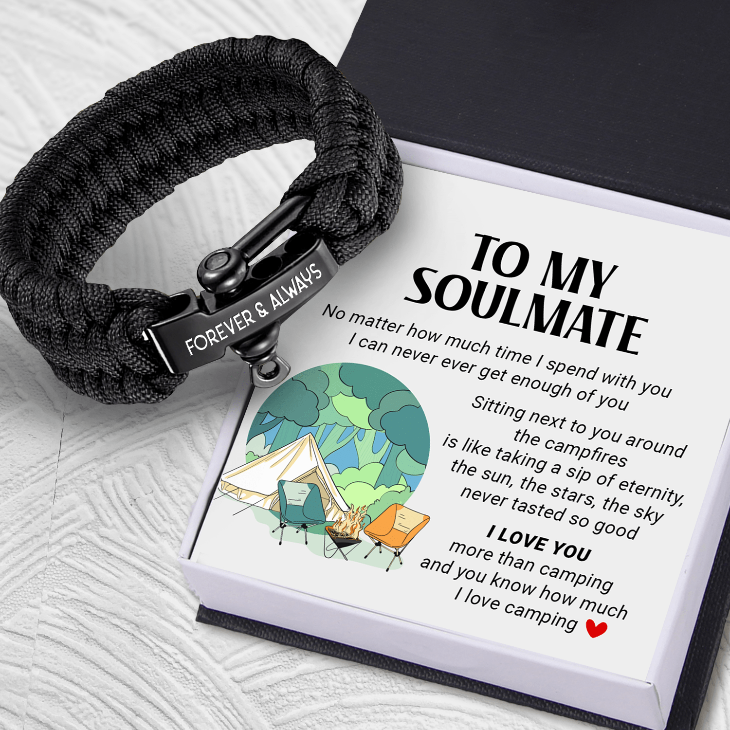 Paracord Rope Bracelet - Camping - To My Soulmate - I Can Never Ever Get Enough Of You - Gbxa13002