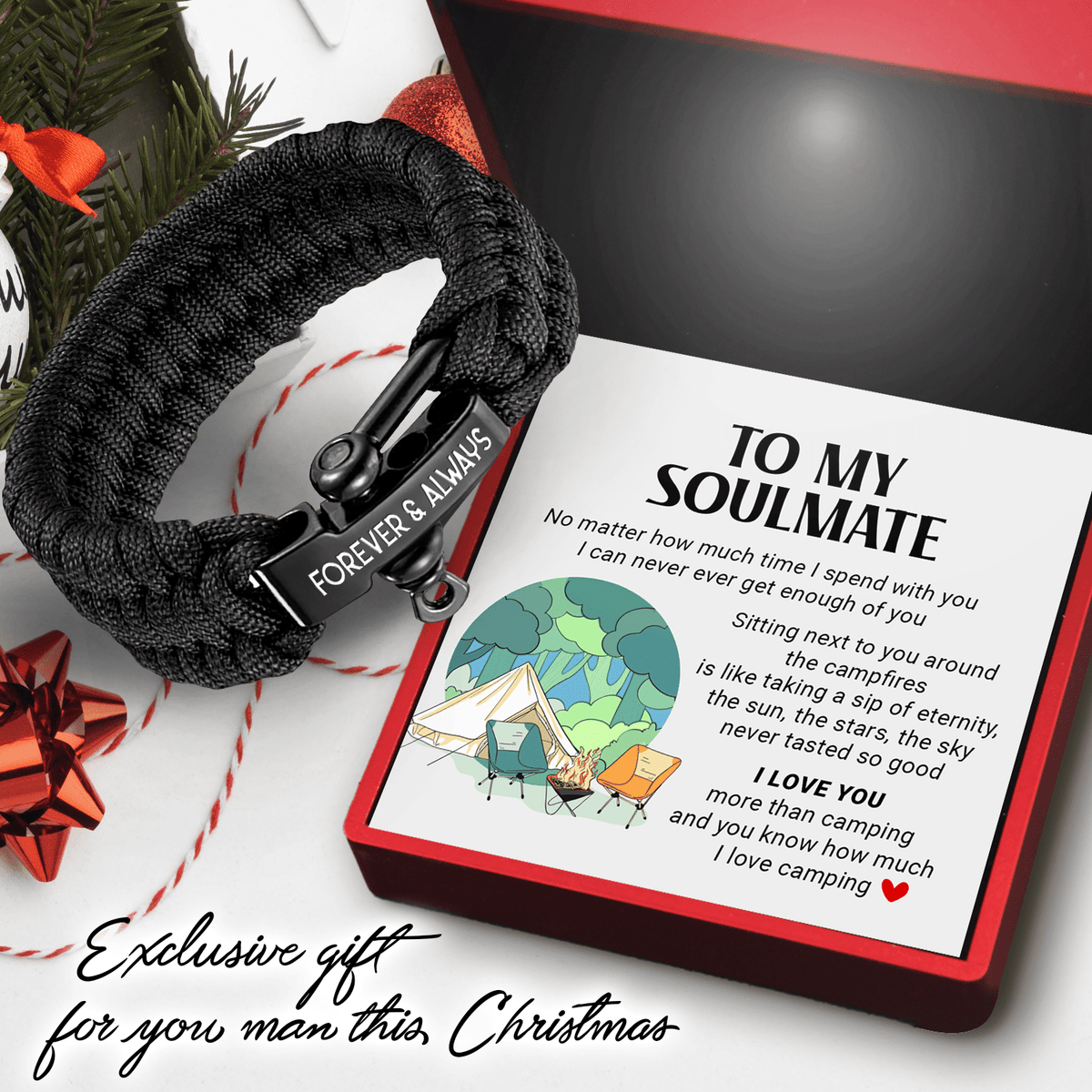 Paracord Rope Bracelet - Camping - To My Soulmate - I Can Never Ever Get Enough Of You - Gbxa13002