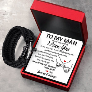 Paracord Rope Bracelet - Family - To My Man - You Are The Best Decision I Ever Made - Gbxa26014