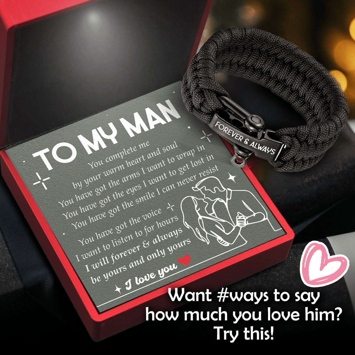 Paracord Rope Bracelet - Family - To My Man - You Have Got The Smile I Can Never Resist - Gbxa26020