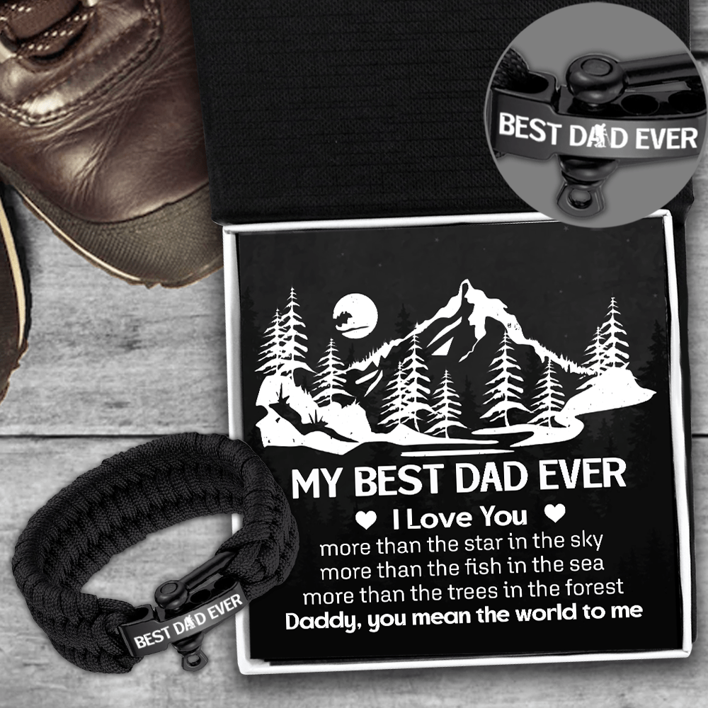 Paracord Rope Bracelet - Hiking - To My Best Dad Ever - I Love You More Than The Trees In The Forest - Gbxa18001