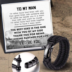 Paracord Rope Bracelet - Hiking - To My Man - My Hiking Partner - Gbxa26002
