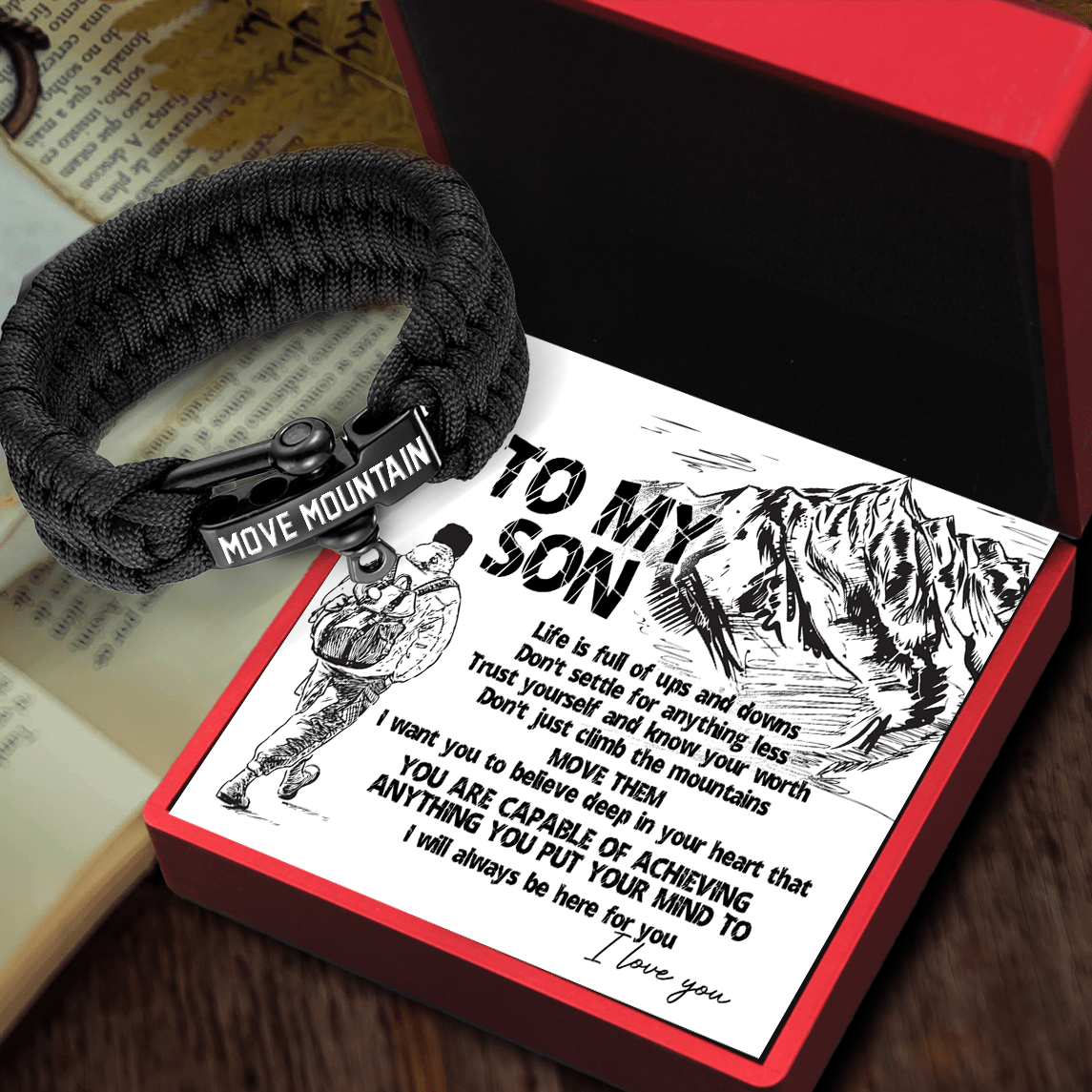 Paracord Rope Bracelet - Hiking - To My Son - Trust Yourself And Know Your Worth - Gbxa16005