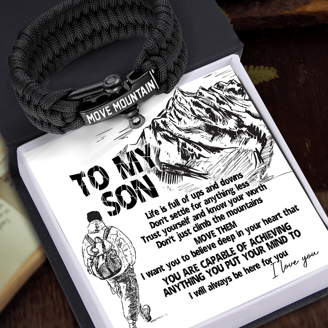 Paracord Rope Bracelet - Hiking - To My Son - Trust Yourself And Know Your Worth - Gbxa16005