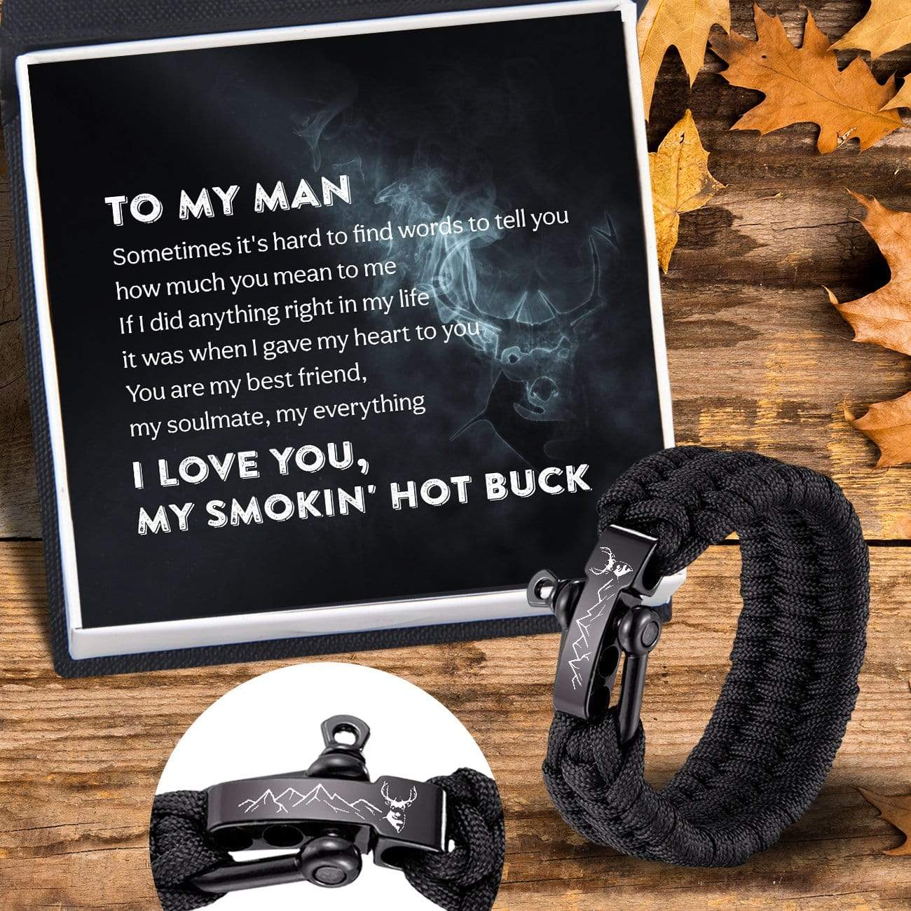 Paracord Rope Bracelet - Hunting - To My Man - How Much You Mean To Me - Gbxa26004
