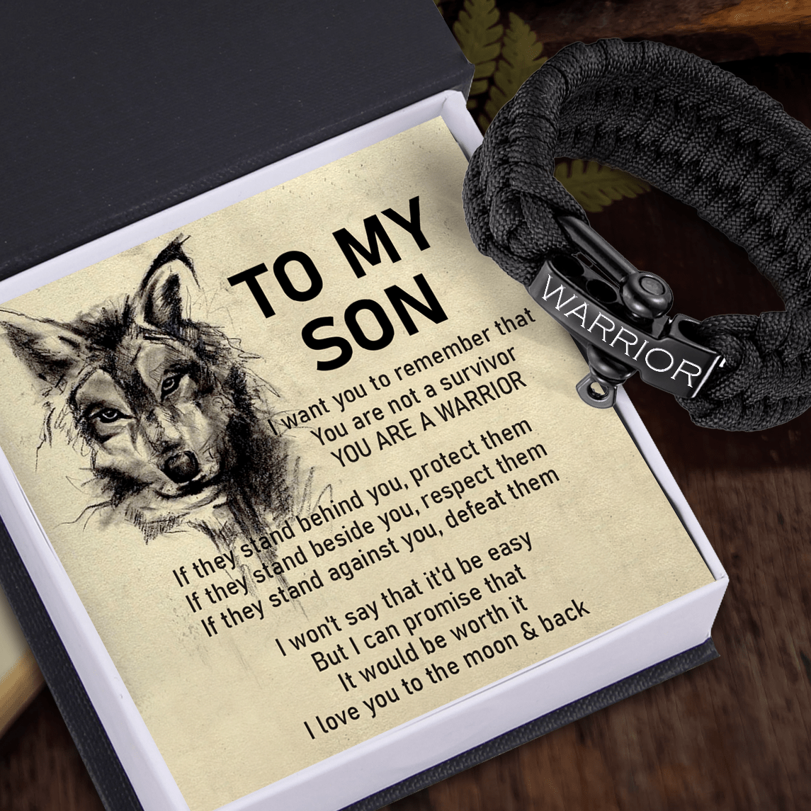 Paracord Rope Bracelet - Wolf - To My Son - You Are Warrior - Gbxa16008