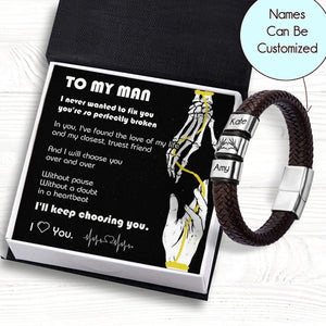 Personalised Leather Bracelet - Skull - To My Man - I'll Keep Choosing You - Gbzl26037