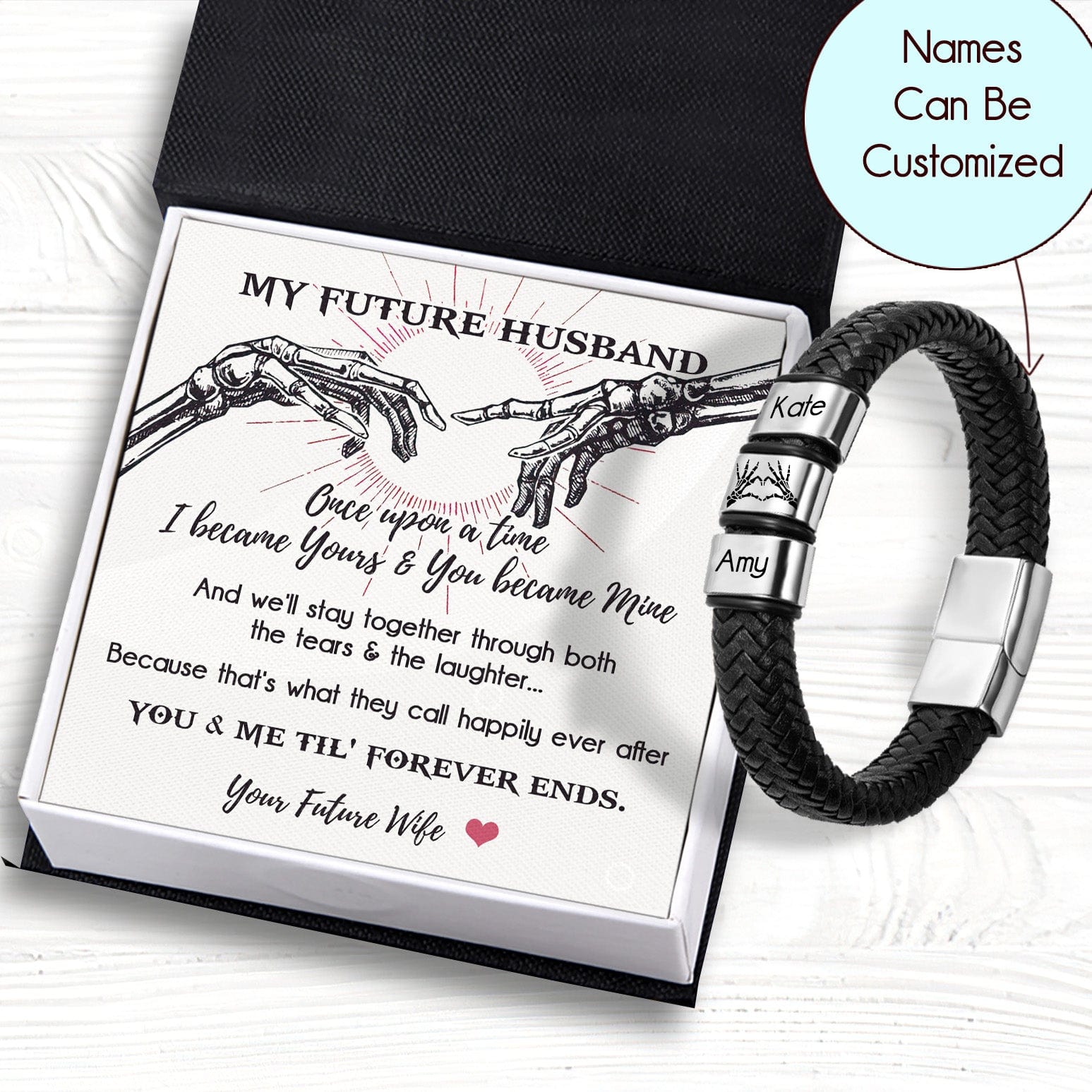 Personalised Leather Bracelet - Skull - To My Man - I Never Wanted To Fix You, You're So Perfectly Broken - Gbzl26036