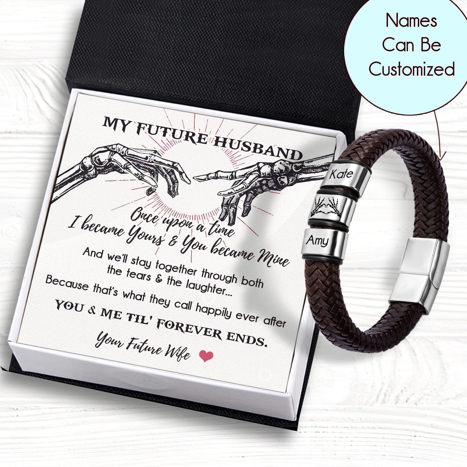 Personalised Leather Bracelet - Skull - To My Man - I Never Wanted To Fix You, You're So Perfectly Broken - Gbzl26036
