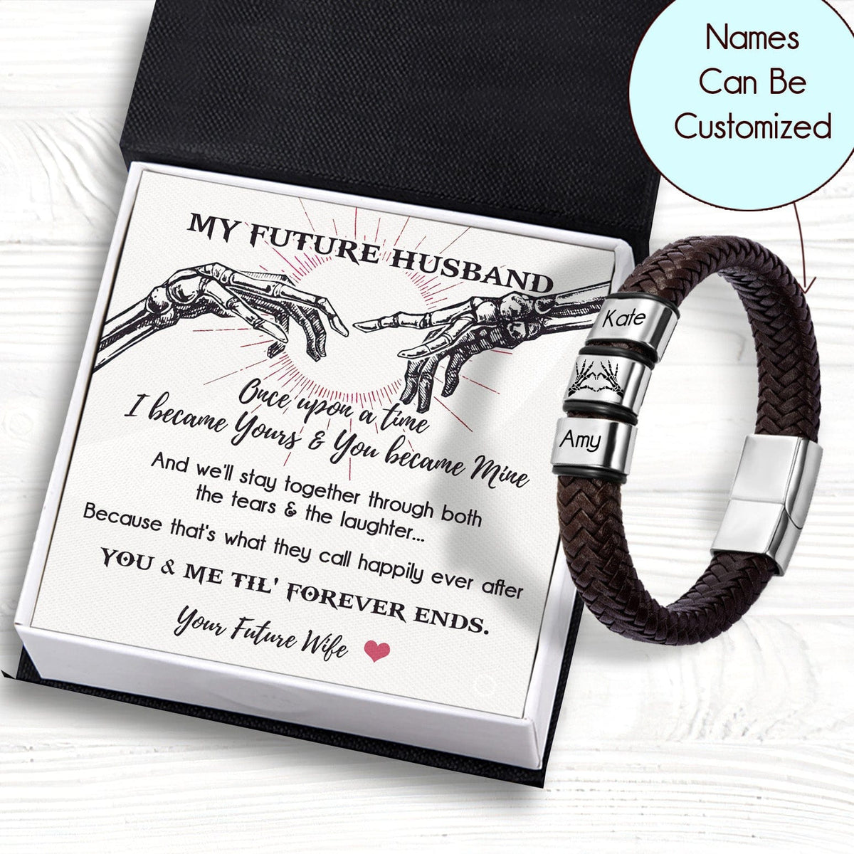 Personalised Leather Bracelet - Skull - To My Man - I Never Wanted To Fix You, You're So Perfectly Broken - Gbzl26036