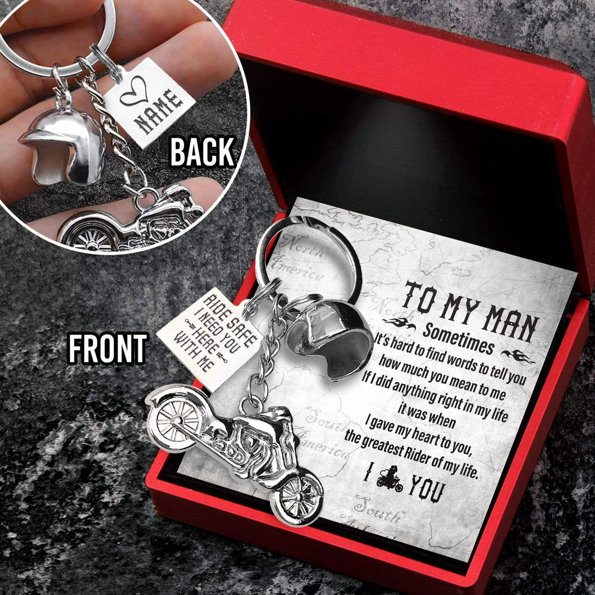 Personalize Classic Bike Keychain - To My Man - I Love You - Gkt26016