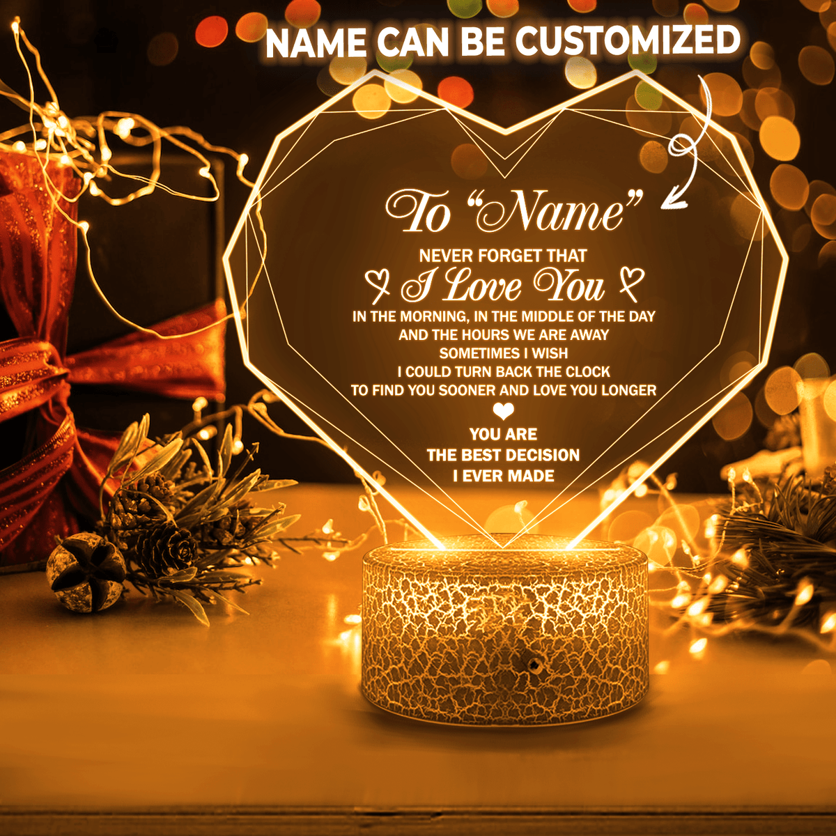 Personalized 3D Led Light - Family - To My Wife - Never Forget That I Love You - Glca15007