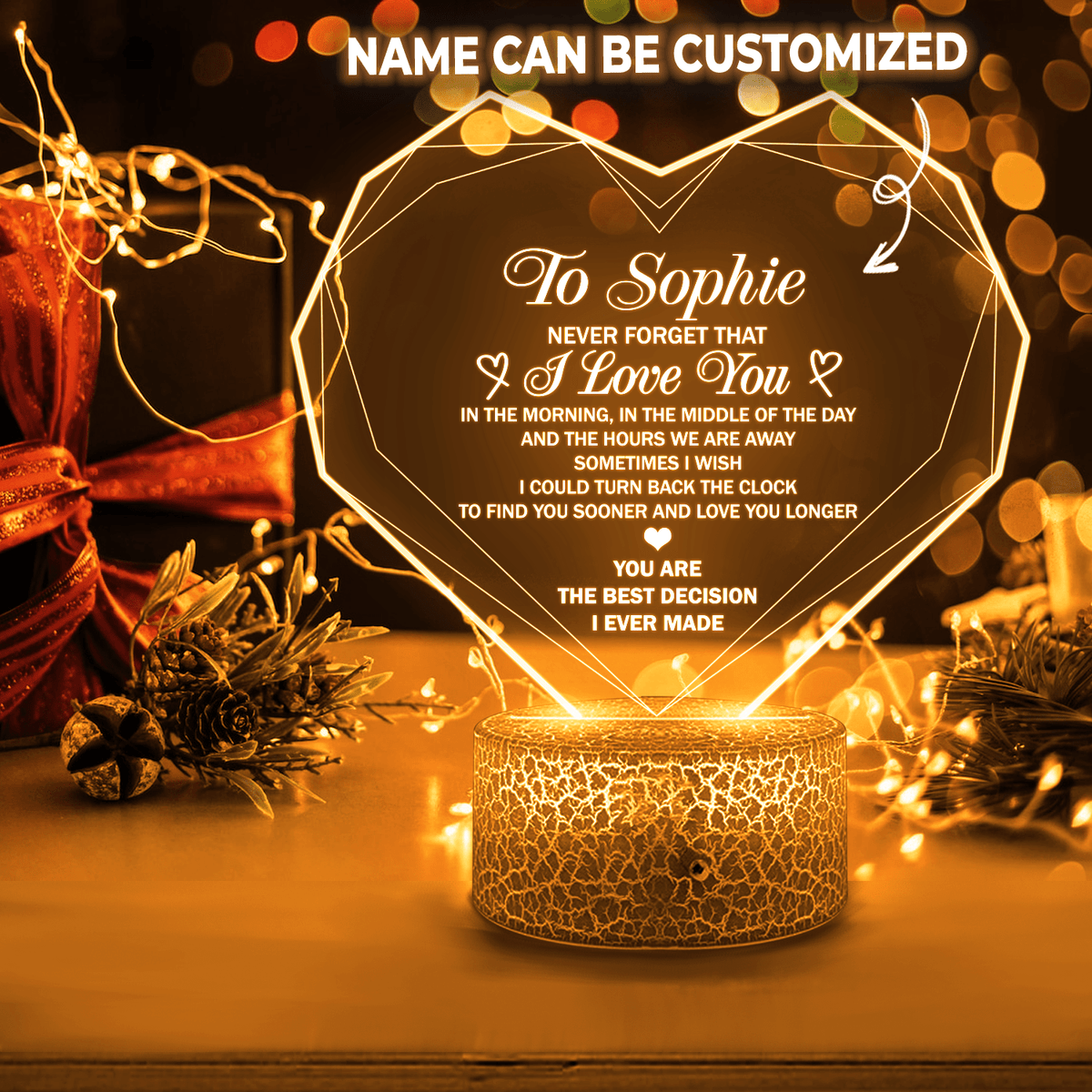 Personalized 3D Led Light - Family - To My Wife - Never Forget That I Love You - Glca15007