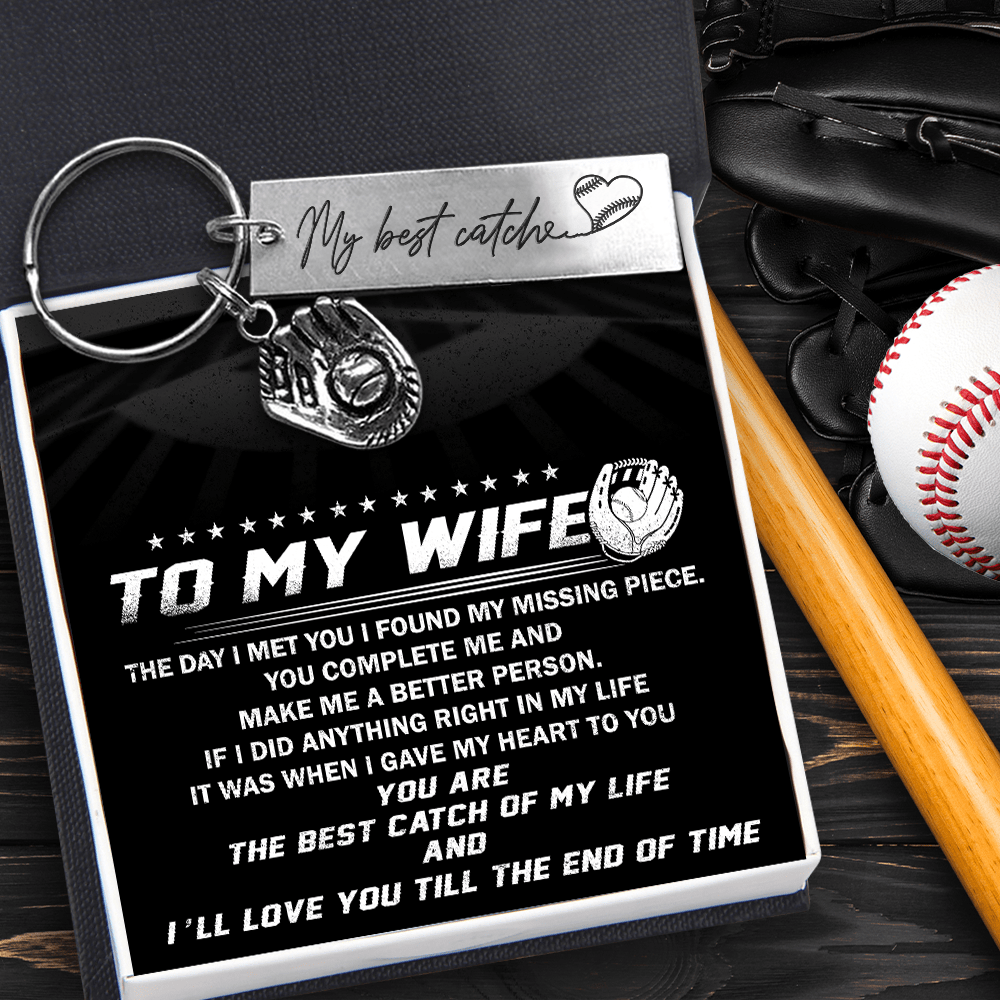 Personalized Baseball Glove Keychain - To My Wife - The Day I Met You I Found My Missing Piece - Gkax15001