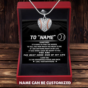 Personalized Baseball Heart Necklace - To My Girlfriend - How Much You Mean To Me - Gnd13002