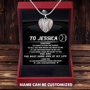 Personalized Baseball Heart Necklace - To My Girlfriend - How Much You Mean To Me - Gnd13002