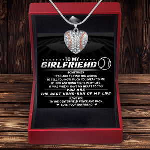 Personalized Baseball Heart Necklace - To My Girlfriend - How Much You Mean To Me - Gnd13002