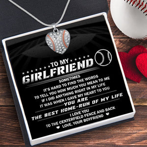 Personalized Baseball Heart Necklace - To My Girlfriend - How Much You Mean To Me - Gnd13002