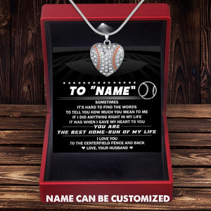 Personalized Baseball Heart Necklace - To My Wife - How Much You Mean To Me - Gnd15002