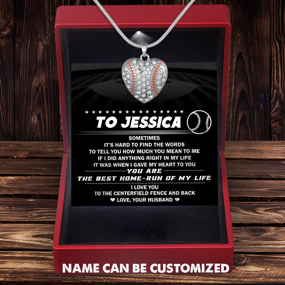 Personalized Baseball Heart Necklace - To My Wife - How Much You Mean To Me - Gnd15002