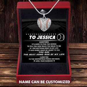 Personalized Baseball Heart Necklace - To My Wife - How Much You Mean To Me - Gnd15002