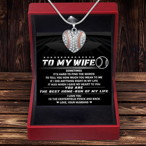 Personalized Baseball Heart Necklace - To My Wife - How Much You Mean To Me - Gnd15002