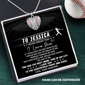 Personalized Baseball Heart Necklace - To My Wife - If I Could Give You One Thing In Life - Gnd15003