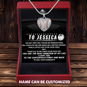 Personalized Baseball Heart Necklace - To My Wife - The Day I Met You I Found My Missing Piece - Gnd15001