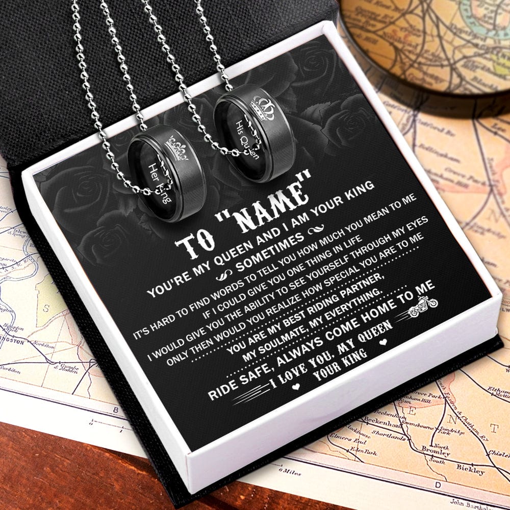 Personalized Biker Couple Pendant Necklaces - My Lady Rider - Ride Safe, Always Come Home To Me - Gnw13014