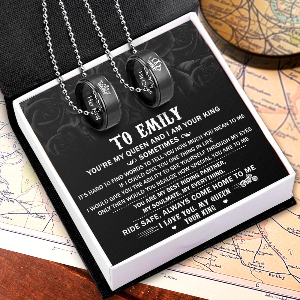 Personalized Biker Couple Pendant Necklaces - My Lady Rider - Ride Safe, Always Come Home To Me - Gnw13014