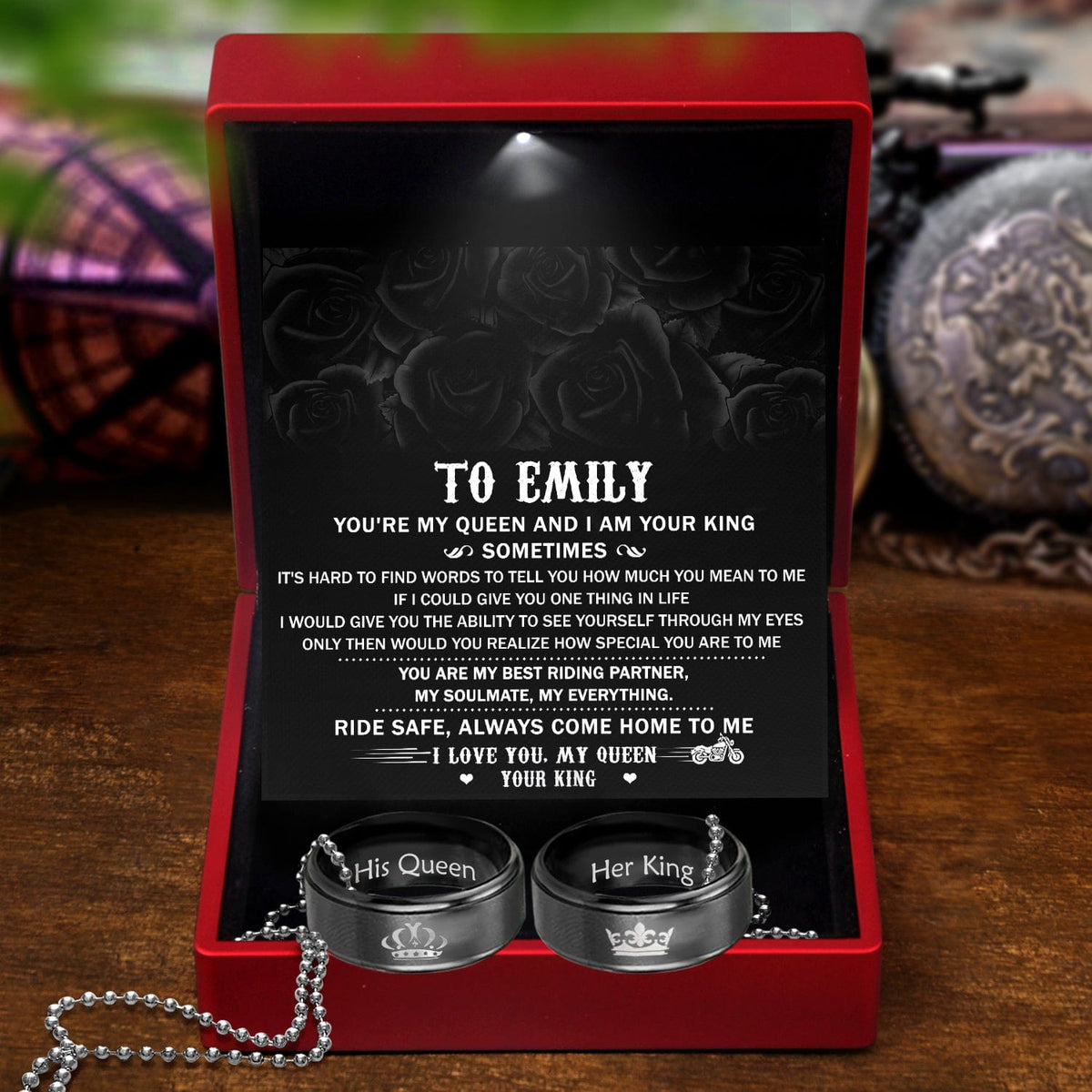 Personalized Biker Couple Pendant Necklaces - My Lady Rider - Ride Safe, Always Come Home To Me - Gnw13014