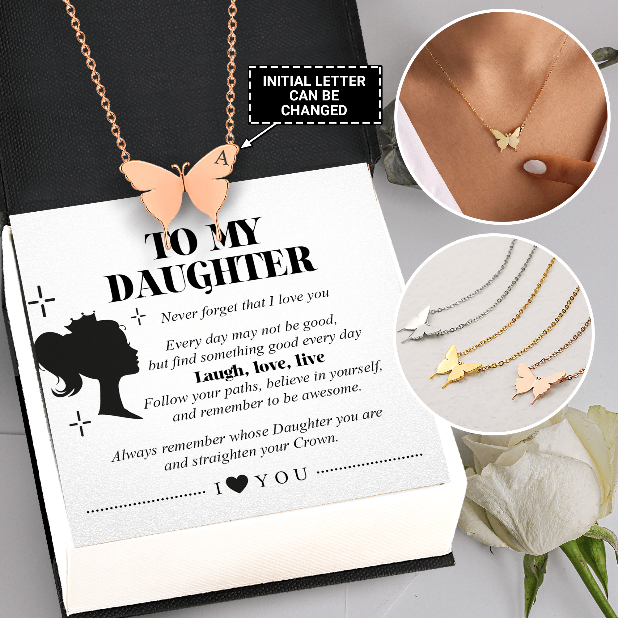 Personalized Butterfly Necklace - Family - To My Daughter - Never Forget That I Love You - Gncn17003