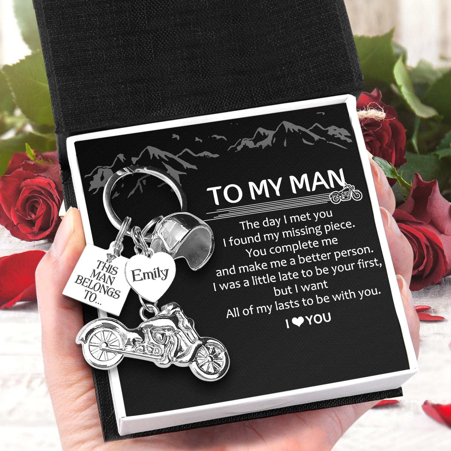 Personalized Classic Bike Keychain - Biker - To My Man - I Love You - Gkt26018