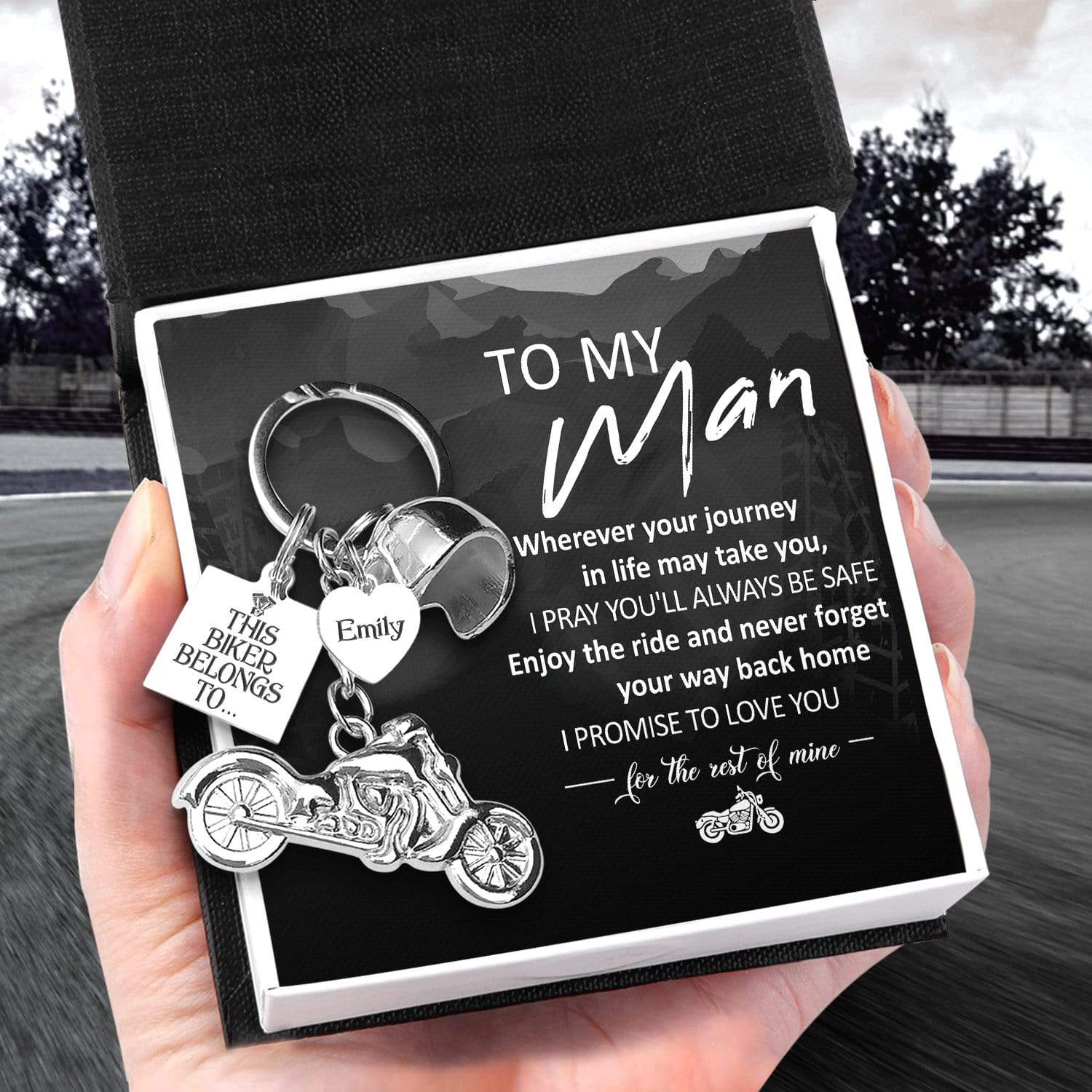 Personalized Classic Bike Keychain - Biker - To My Man - I Promise To Love You - Gkt26023